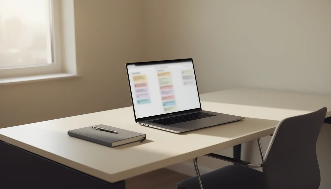 A desk with a laptop showing a support ticket queue beside a printed integration diagram and a calculator, representing the real cost of running an AI agent