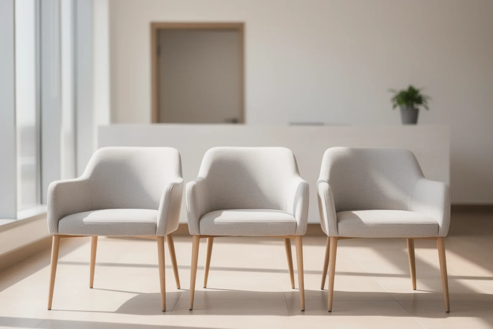 Modern dental office reception and waiting area representing centralized AI receptionist coverage for a multi-location dental support organization