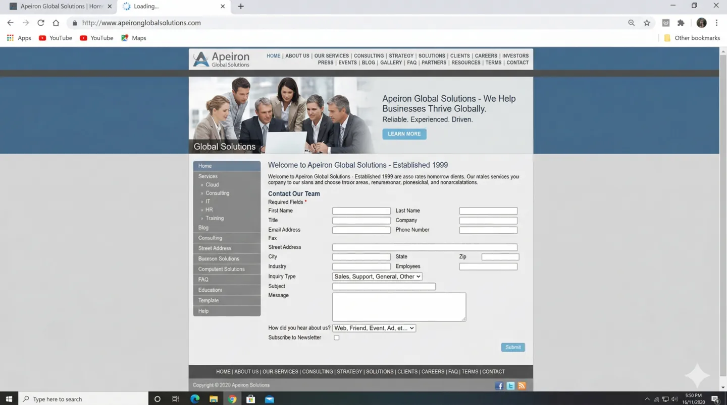 Leeds financial advisory firm website before FactoryJet redesign — slow, outdated WordPress theme