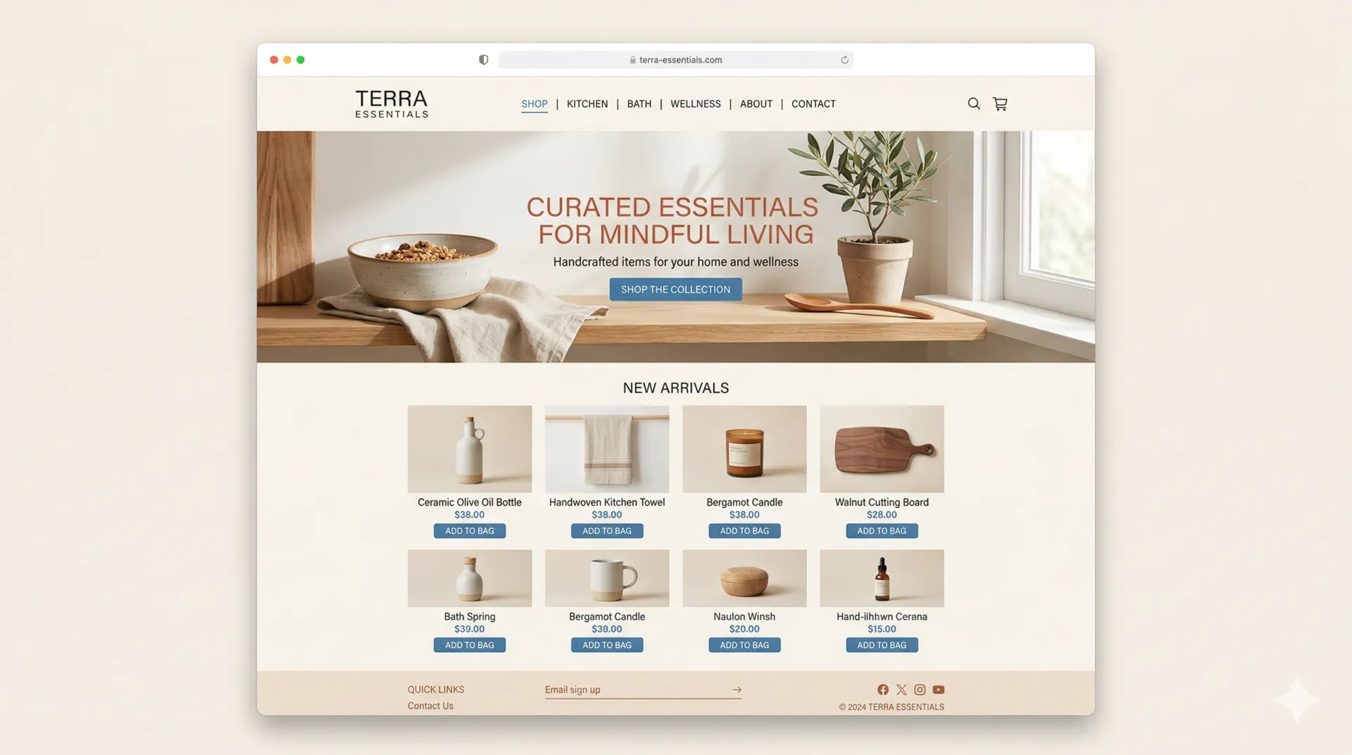 E-commerce storefront design mockup