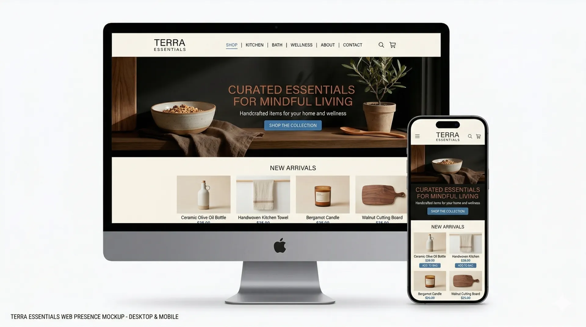 Responsive website design mockup showing desktop and mobile
