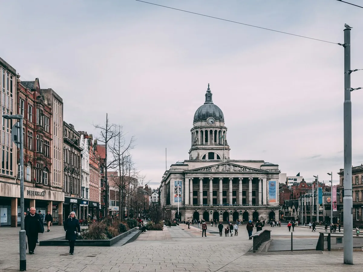 Nottingham Council House and its dome at the head of Old Market Square