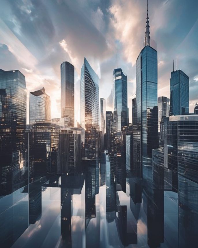 Modern UK technology and business landscape — London glass office towers at daylight