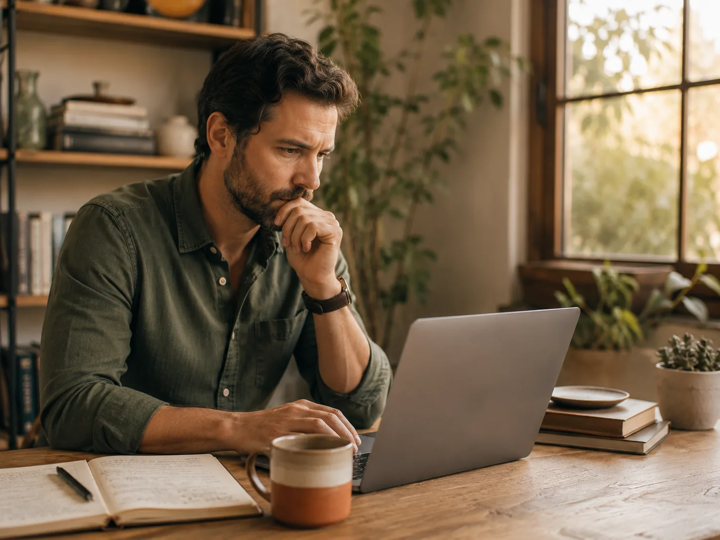 A DTC founder reviewing ecommerce platform options with a consultant before committing to a build
